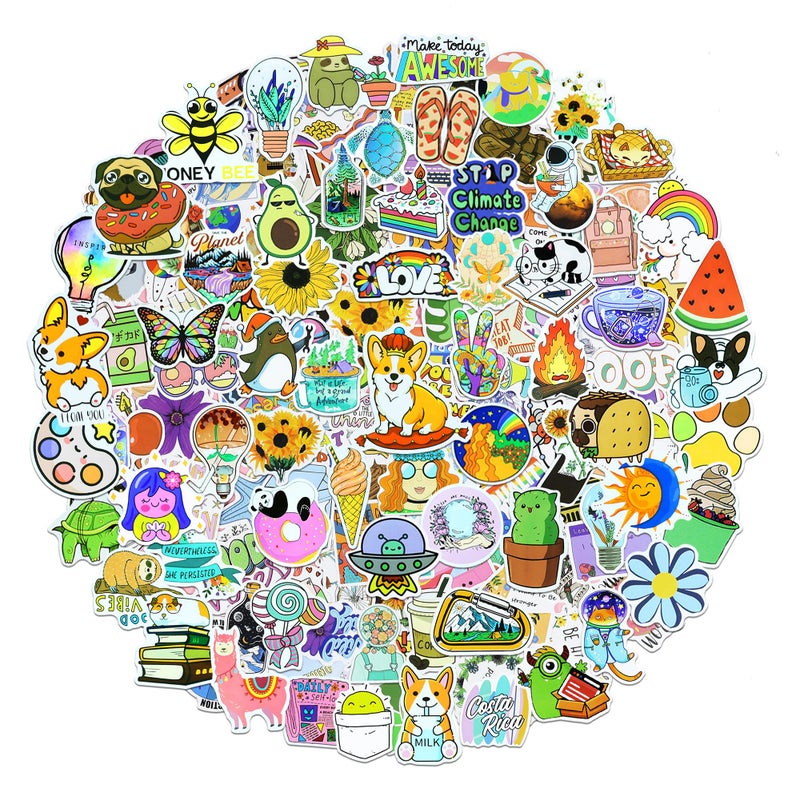 Eoaod 200Pcs Water Bottle Stickers for Kids  Cute Stickers for Water Bottles  Vinyl Waterproof Stickers Aesthetic Laptop Sticker Pack Skateboard Stickers for Kids Teens Girls - Image 1